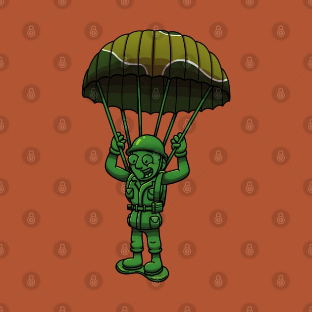 Green Military Soldier Toy With Parachute by TheMaskedTooner