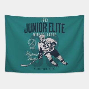 Vintage 1993 Junior Elite Winter League Regional Finals // Retro Hockey Player Tapestry