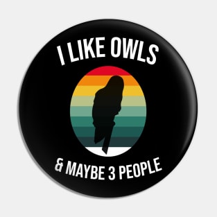 I Like Owls and Maybe 3 People Funny Owl Retro Vintage Gifts Pin