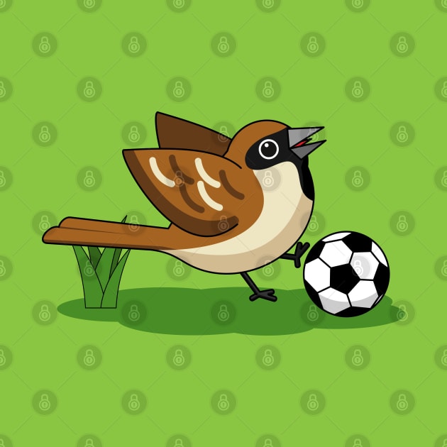 Cute Cartoon Sparrow Playing Soccer by BirdAtWork