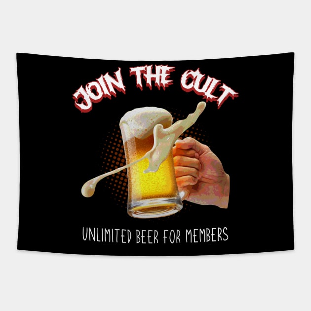 JOIN THE CULT (BEER DESIGN) Tapestry by Tee Trends