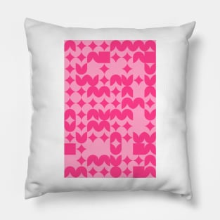 Girly Pinkish Geometric Pattern - Flowers & Stars #10 Pillow