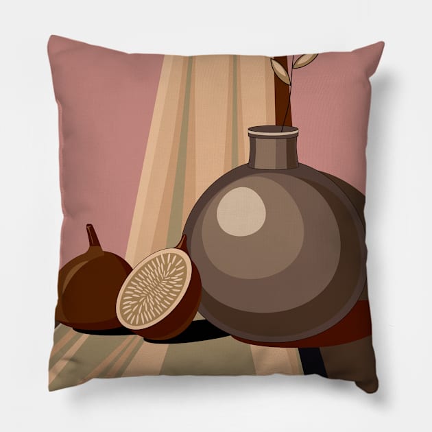 Pastel still life with figs Pillow by Gerchek