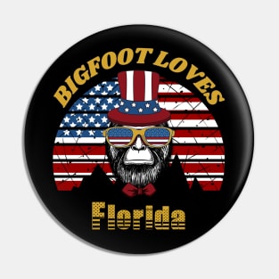 Bigfoot loves America and Florida Pin