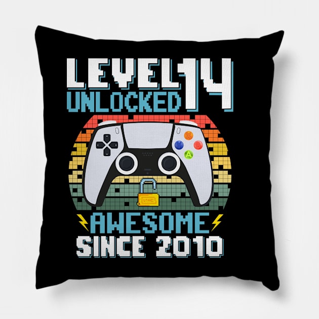 Level 14 Unlocked Awesome Since 2010 Pillow by Asg Design