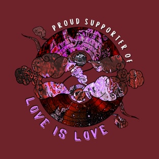 Proud Supporter of Love is Love Rainbows - Maroon & Purple T-Shirt