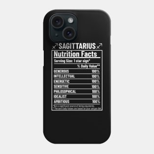 Sagittarius Nutrition Facts Label Phone Case