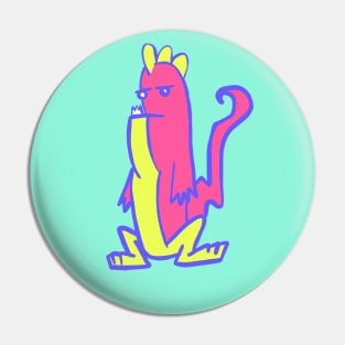 Roaring Fun: Playful Pink and Yellow Dinosaur Pin