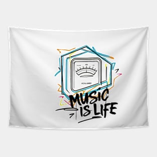 "Neon Rhythms: Music Is Life Art Print" - Rhythm and Harmony Tapestry