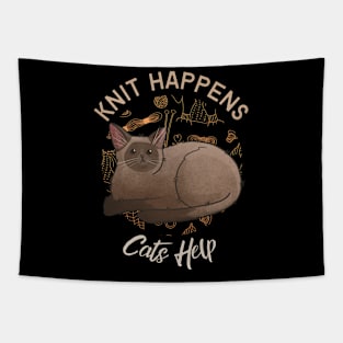 Knit Happens, Cats Help - Burmese Chocolate Cat Tapestry