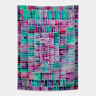 Watercolor abstract rectangles - purple and turquoise Tapestry