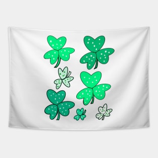 Clover Shamrocks - green three leaf clovers shamrock. The National flower of Ireland The best Irish gift ideas 2022 Tapestry