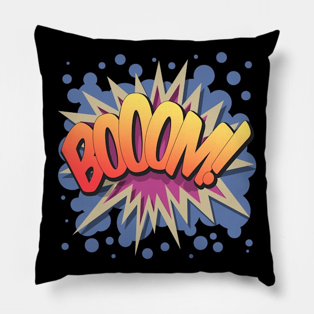 Boom! - Pop Art, Comic Book Style, Cartoon Text Burst. Pillow by Brartzy