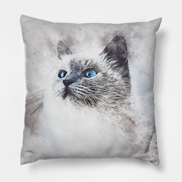 Beautiful eyes cat Pillow by Adam and Eve