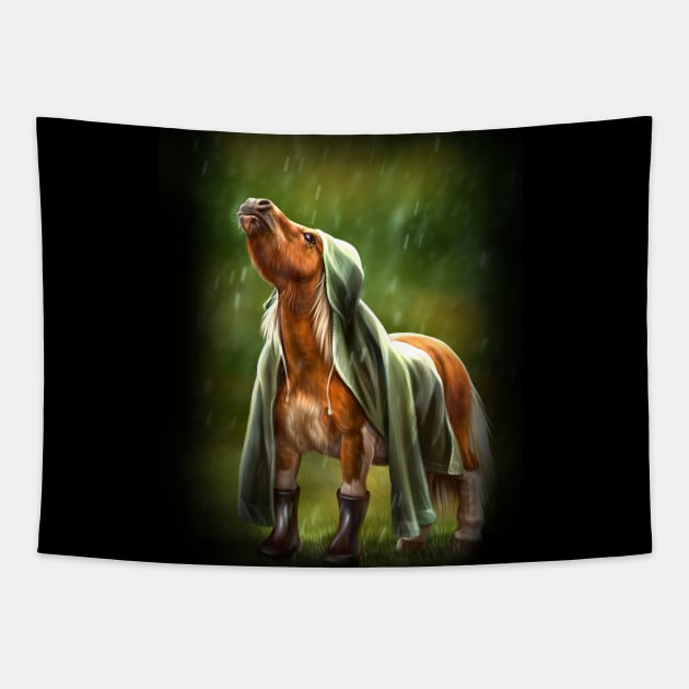 Pony in a raincoat. Tapestry by Magical Forest