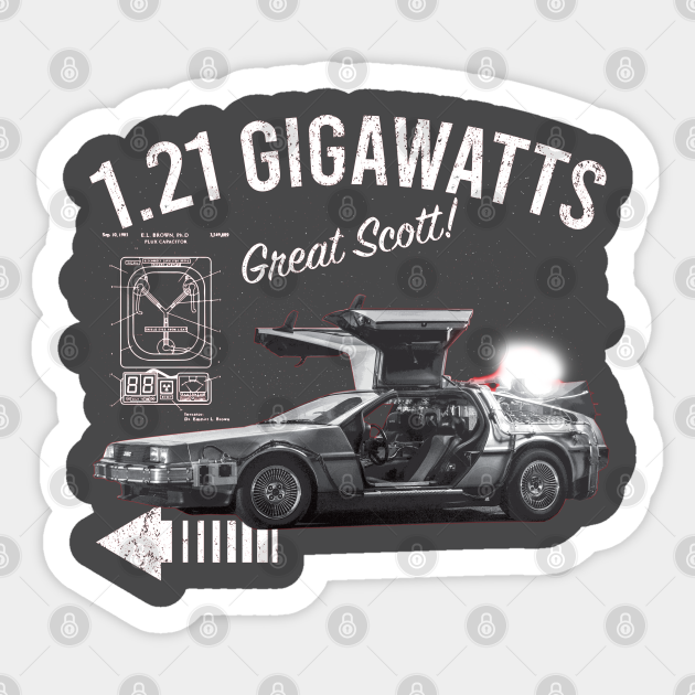 Back to the Future 1.21 Gigawatts DeLorean Car - Back To The Future - Sticker