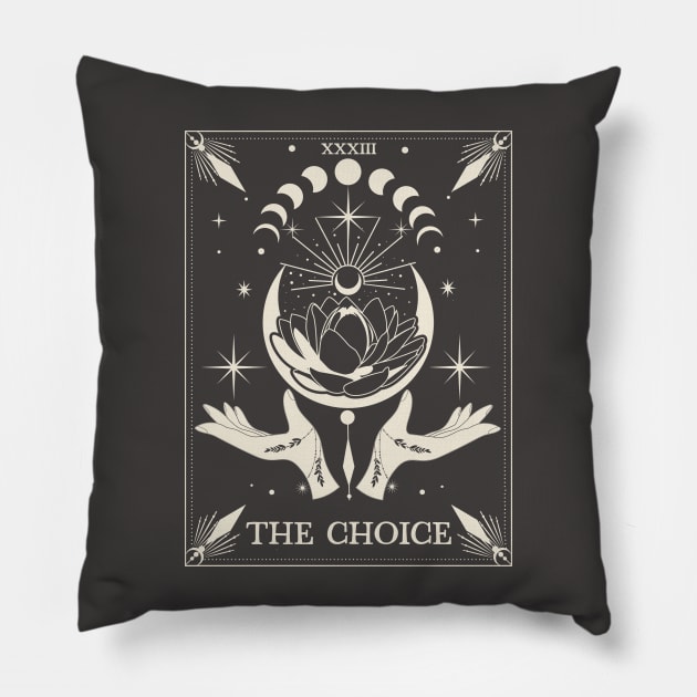 Mystic tarot card celestial design, The Choice tarot in ivory Pillow by PoeticTheory