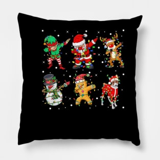 Dabbing Dab Santa Elf Basenji Dog Friends Christmas Lights Pillow