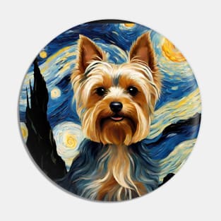 Yorkshire Terrier Yorkie Dog Breed in a Van Gogh Starry Night Art Style Pin
