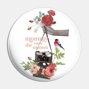 Photographer mom Mommy behind the camera with romantic flowers Pin