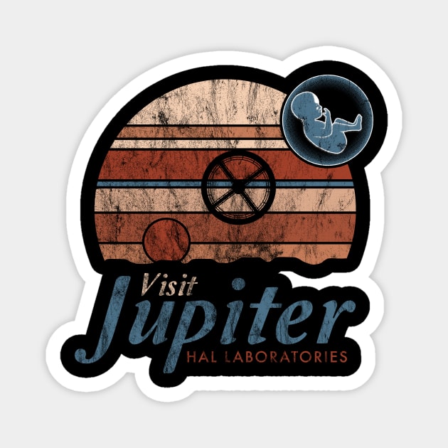 Visit Jupiter - Vintage Distressed Sci Fi - Retro Space Odyssey Magnet by Nemons