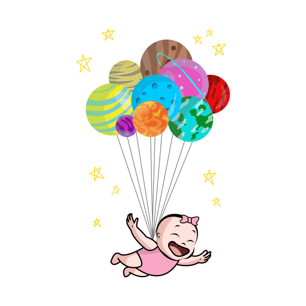 Space Travel Happy Flying Baby Balloon Planets by 4U2NV-LDN