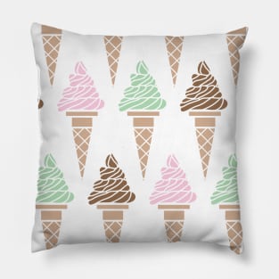 Cute Pastel Summertime Ice Cream Cones Pattern Pillow