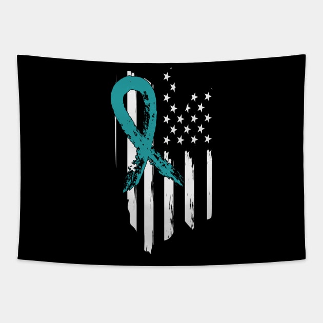 PTSD awareness ribbon distressed flag Tapestry by PixieMomma Co
