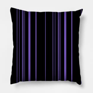 Vertical Purple Stripes on Black Background Pillow