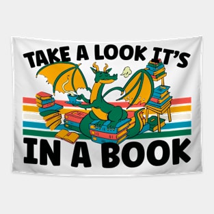 Cute Dragon Reading Bookworm Take A Look It's In A Book Tapestry