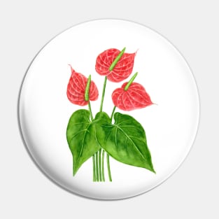 Flamingo flower watercolor Pin