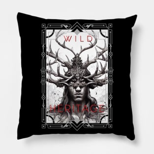 Warrior Stag Wild Nature Illustration Line Epic Illustration Line Art Pillow