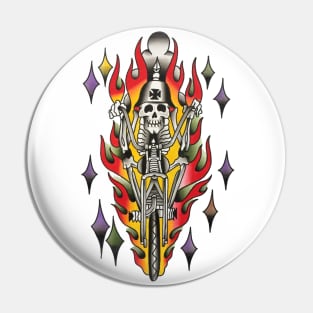 Skeleton Biker Rider Tattoo Design Pin