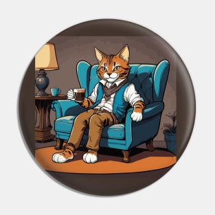 Bengal Cat Savoring Hot Chocolate Pin