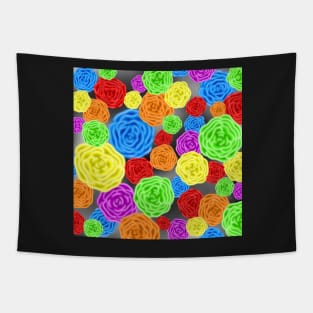 Colorful Rainbow Roses Pattern Tapestry