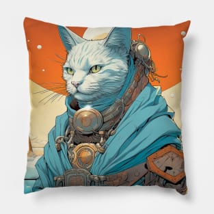 Cyber Cat from the Future Pillow