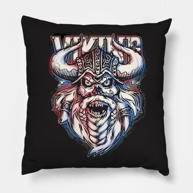Scary Evil Zombie Viking Skull Pillow by Voysla