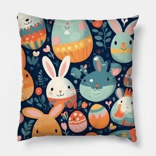 Hop into Easter with a Cool and Colorful Bunny and Egg Pattern Pillow