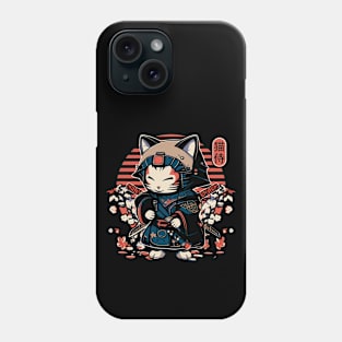 Samurai Cat Tattoo, Kawaii Ninja Cat Phone Case