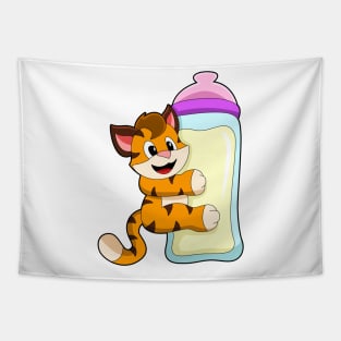 Tiger with Baby bottle of Milk Tapestry