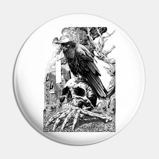 Raven and skull Pin