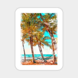 Summer Hammock Beach Chilling Coconut Trees Magnet