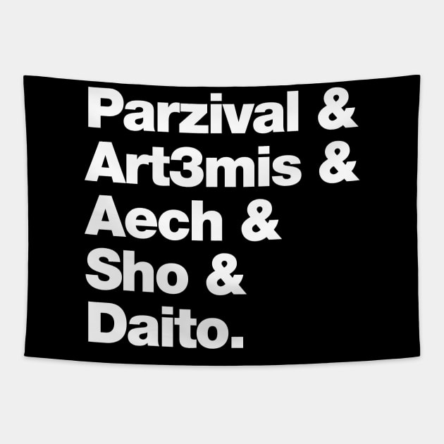 Parzival & Art3mis & Aech & Sho & Daito. Tapestry by innercoma@gmail.com