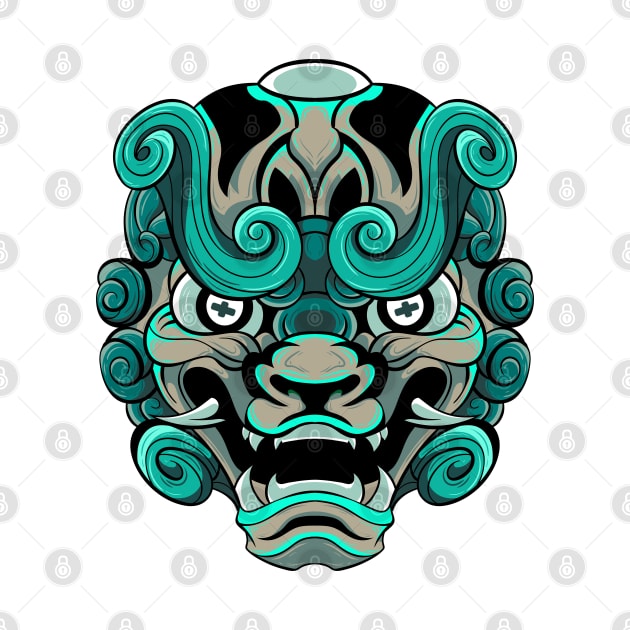 The Furious Japanese Lion 3 - Komainu Vector art illustration by Yabisan_art