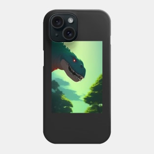 SCARY GREEN DINOSAUR IN THE TREES Phone Case