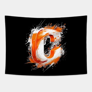 Cheer Leader Cheerleading Squad Orange Letter C Tapestry