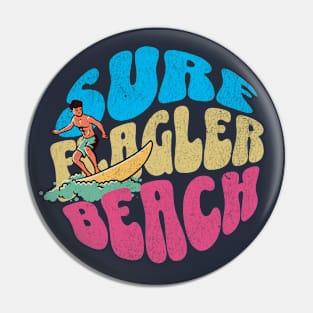 Surf Flagler Beach Florida Vintage Surfboard Surfing Pin