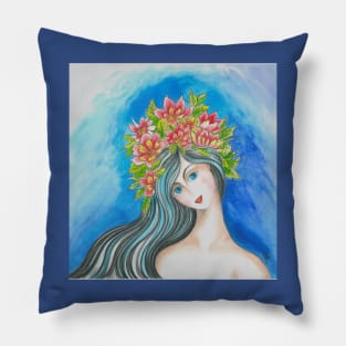 Forest Fairy Watercolor Painting Pillow