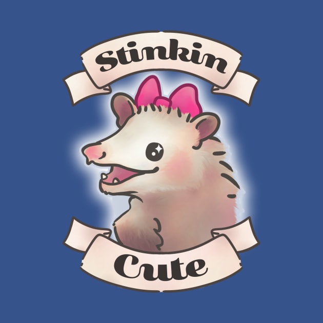 Stinkin Cute Opossum T-Shirt by Kittykaya