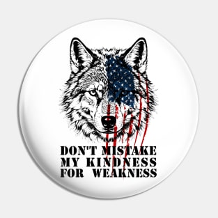 American Flag Wolf Pin